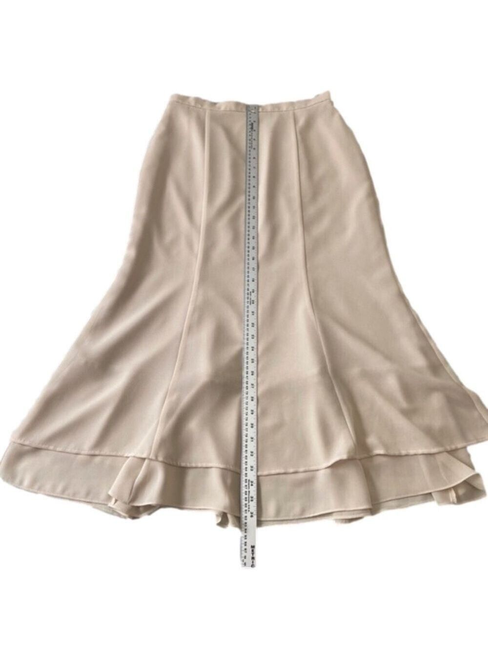 Joseph Ribkoff Nude Crepe Midi Skirt Size 8 Romantic Feminine Oldies Chic - Picture 8 of 12